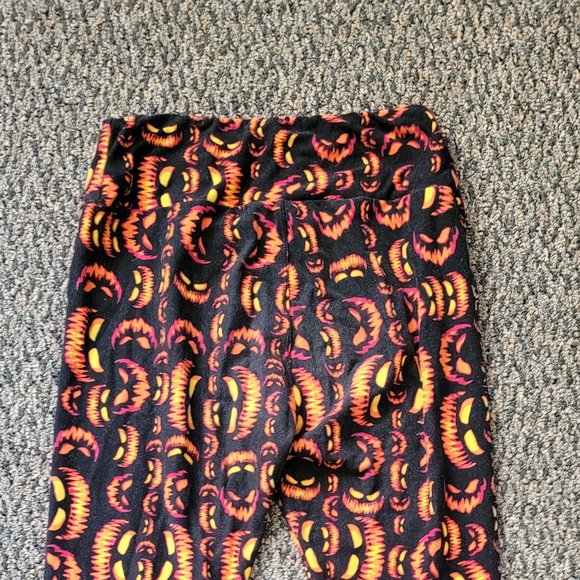 LuLaRoe Black and Orange Halloween Jack-O-Lantern Buttery Soft Leggings One Size - Picture 8 of 16